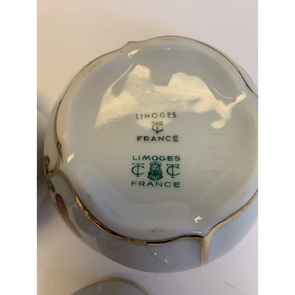 Vintage Limoges France Pear Shaped Lidded Trinket Dish Small Covered Dish